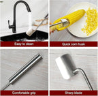 Corn Cob Stripper，2025 NEW Long Handle Stainless Steel Corn Stripping Tool，Corn on the Cob Remover, Fast and Safe, Suitable for Home Kitchens, Restaurant Chefs, Outdoor Dining Enthusiasts