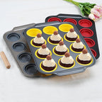 Silicone Muffin Pan, 12 Cups Cupcake Pans with Metal Frame Nonstick Muffin Tins Easy to Pop Out for Baking Cupcake Egg Bites BPA-free Cupcake Pan Mold (12 Cups-Red)