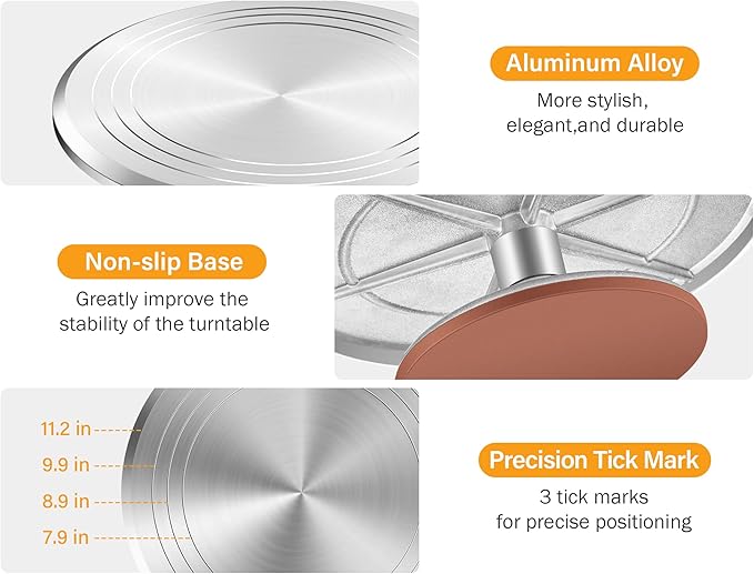 Kootek 22pcs Cake Decorating Supplies Kit, Baking Tools with 12" Aluminium Cake Turntable Rotating Cake Stand, Piping Bags and Tips Set, Icing Spatula, Cake Leveler, 3 Icing Scrapers for Mother's Day