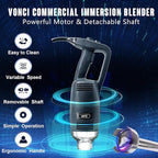 VONCI 350W Commercial Immersion Blender, Light Duty Hand Blender, Variable Speed 6000-20000RPM, 12" Detachable Shaft.