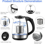ShanSon Electric Kettle with Tea Infuser 1.7L Temperature Control Glass Electric Tea Kettle 1500W Fast Heating Water Boiler BPA Free Electric Teapot with 7 Presets Auto-Off & Boil-Dry Protection