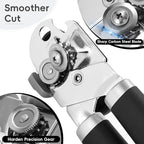 Can Opener Manual, UHIYEE Hand Held Manual Can Openers Heavy Duty with Smoother Cut Sharp Blade, Manual Hand Can Open with Soft Handle, Easy to Turn Knob, Magnetic Lid Lifter, Black