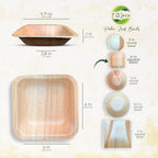 Raj Palm Leaf Bulk Bowls [25-Pack] 4" Square Bowls (6 CASES - 150 PACK) like Bamboo bowls Disposable, Strong, Decorative Compostable Tableware for weddings, Camping, Outdoor