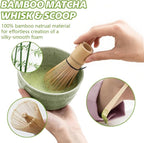 Matcha Whisk Set, 17oz Ceramic Bowl with Spout, Bamboo Matcha Scoop and Stainless Sifter - 5 Pcs Jade Green Matcha Kit, Matcha Kit for Making Breakfast/Latte,Gift for Matcha Lovers