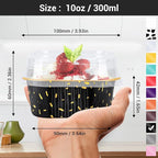 EUSOAR Cake Pans with Lids, 50pcs 10oz/300ml Square Cupcake Liners Disposable Ramekins, Aluminum Foil Containers Muffin Cups for Baking Mini Cake Loaf Bread Holders for Birthday Wedding Party Favor