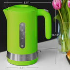 OVENTE 1.8L Electric Kettle, 1500W Fast Boiling Heater for Coffee or Tea, BPA Free, Easy to Fill Lid, Water Level Window, Auto Shut-Off, Boil-Dry Protection and Removable Filter, Green KP413G
