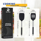 3Piece Silicone Spatula Set, Non Stick Slotted Kitchen Spatulas, High Heat Resistant BPA Free Cooking Utensils, Ideal Cookware for Fish, Eggs, Pancakes(black)