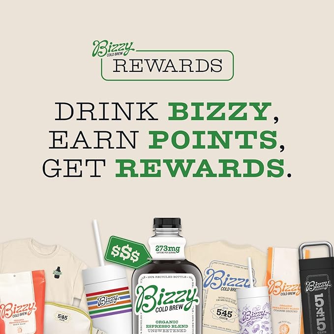 Bizzy Organic Cold Brew Coffee | Smooth & Sweet Blend | Coarse Ground Coffee | Medium Roast | Micro Sifted | Specialty Grade | 100% Arabica | Brew Bags | 12 Count | Makes 42 Cups