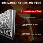 SHAN ZU Damascus Kitchen Knife Set, 7-Piece Professional Knife Sets for Chefs, Japanese Super Steel Damascus Kitchen Knife Set With G10 Handle Knife Block Set