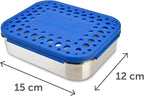 LunchBots Medium Trio II Snack Container - Divided Stainless Steel Food Container - Three Sections for Snacks On the Go - Eco-Friendly, Dishwasher Safe, BPA-Free - Stainless Lid - Blue Dots