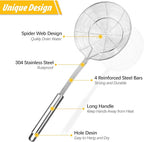 Pack of 2 Large Spider Strainer, Stainless Steel Skimmer Basket,Kitchen Ladle Strainers,Mesh Spoons with Long Handle, Cooking Tools for Frying, Boiling Noodles, Dumplings, Pasta