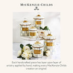 MACKENZIE-CHILDS Medium Enamel Canister, Kitchen Storage Container for Flour and Sugar, 1.42 Liters, Grey-and-White Sterling Check