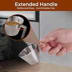 2Pcs Stainless Steel Espresso Cup, Double Spout Metal Espresso Measuring Cup with Handle, 3.4oz/100ml V-Shaped Mouth with Dual Scale (Black+White)