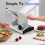 CUSIMAX Meat Slicer,9"Electric Food Slicer with 2 Stainless Steel Blades,1-20mm Adjustable Thickness for Home Use,Removable Food Carriage for Easy Cleaning