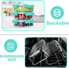 VERONES 10 Pack Glass Meal Prep Containers - 2 Compartment Set, 30 OZ Airtight Glass Lunch Containers with Lids, for Microwave, Oven, Freezer & Dishwasher Friendly, Green