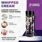 3.3L Whipped Cream Charger Tank, 2100G Food Grade Nitrous gas Cartridges for Desserts & Cocktails, Fits with Any Standard Dispensers, Leak Proof Steel (2Pack)
