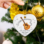 Customized Guitar Christmas Ceramic Ornaments, 2025 Christmas Ornament Gift for Guitarist Teacher, Personalized Guitar Player Xmas Ornament with Text Name & Year, Instrument Xmas Tree Decor