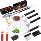 Griddle Accessries Kit, 12Pcs Stainless Steel Metal Spatula Set, Grill BBQ Spatula Utensils Set with Storage Bag, Professional Grill Spatula Set for Men Women Outdoor BBQ & Camping