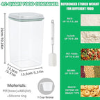 Airtight Flour Rice Storage Container with Pop-up Lid - 4.2 Qt Crystal-Clear Plastic Spaghetti Container, Tall and Slim Food Storage Bin Fit for Kitchen Pantry Organization