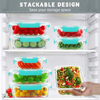 KAMOTA Glass Food Storage Containers, 10 Pack Glass Meal Prep Containers, Airtight Containers with Snap-Lock Lids, 34 oz and 13 oz green Container Set with Lids, for Microwave/Oven/Freezer