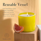 LAFCO New York Signature Candle, White Grapefruit - 15.5 oz - 90-Hour Burn Time - Reusable, Hand Blown Glass Vessel - Made in The USA