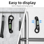 Instant Read Meat Thermometer for Grill and Cooking, Fast and Accurate Digital Food Thermometer with Backlit bi-fold Probe for Kitchen ovens, Frying, Candy, Steak (Black)