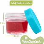 WeeSprout Baby Food Storage Glass Jars w/Lids (4 oz, 24 Pack) Matte Variety, Snack, Reusable Small Containers, Fridge or Freezer, Microwave & Dishwasher Safe, Essentials for Infants