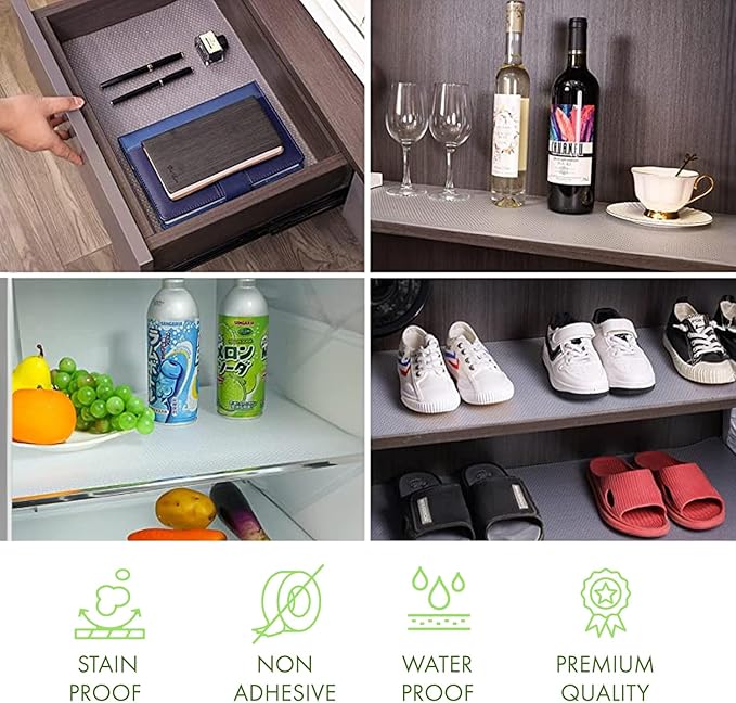 EVALAND 23.6" x 20 FT Non-Slip Shelf Liner, Non-Adhesive, BPA-Free, Waterproof Pantry Liner for Shelves, Easy to Cut, Oil-Proof Shelf Liners for Kitchen, Cabinets, Drawers, Refrigerator, Clear