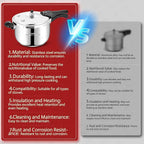 Stainless Steel Pressure Cooker 10 Quart All Stovetops Induction Compatible Food Grade Heavy Duty Multi Safety System Durable Body Handle for Home and Commercial Use, Deeluban