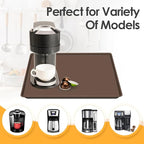 TOHONFOO Silicone Coffee Maker Mat with Lip, 19.7'' x 15'' Heavy Duty Coffee Maker Mat for Countertops, Coffee Tray Fit Under Coffee Machine Appliance Automatic Machines Espresso Accessory, Brown
