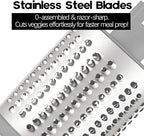 Rotary Cheese Grater with Handle, Kitchen Speed Hand Crank Vegetable Slicer, Potato Hash Brown Shredder Spinning Nut Grinder with 3 Replaceable Stainless Steel Drum Blades (White)