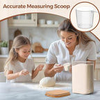 ComSaf Glass Pantry Storage Containers, 4.6Qt/1.6Qt Large Square Flour and Sugar Containers with Airtight Lids, 1.2 Gallon Glass Jars with Bamboo Lids for Rice, Pasta, Cookies, Coffee Beans