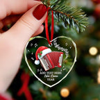 Personalized Text Name & Year Accordionist Glass Ornament, Accordion Instrument Christmas Tree Ornaments, Custom Accordion Player Christmas Ornament 2025, Xmas Decor Gifts for Music Lovers