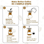 Pour Over Coffee Maker with Reusable Stainless Steel Drip Filter, Lead-Free Borosilicate Glass Coffee Carafe with Modern Wooden Collar for 1-6Cup, Circular Clear (800ml/27oz)