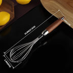 304 Stainless Steel Whisk with Wooden Handle, Balloon Egg Beater Versatile for Stirring, Beating, Whisking, Blending, Mixing Egg, Cake Batter, Bread Flour, Gravy or Sauces