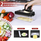 Vegetable Chopper, Onion Chopper Dicer, Mandoline Slicer, Food Chopper with Container, Vegetable Cutter for Salad Potato Carrot Garlic（9 Blades, Black）