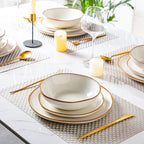 AmorArc Ceramic Dinnerware Sets,Handmade Reactive Glaze Stoneware Plates and Bowls Sets,Highly Chip and Crack Resistant | Dishwasher & Microwave Safe Dishes Set,Service for 4 (12pc)