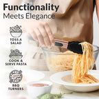Zulay Stainless Steel Kitchen Tongs with Silicone Tips - Set of 2 (9” & 12”) Locking Cooking Tongs with Non-Slip Grip - Heat Resistant, BBQ Food Tongs for Non-Stick Cooking Pans (Rose Gold/Black)
