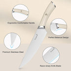 Kuisine Chef Knife Set,High Carbon Stainless Steel Block Knife Set,Knife Block Set with Built-in Sharpener,Sharp Knife Set Forged,Elegant Gift(Ivory,15pcs）