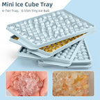 WIBIMEN Mini Ice Cube Trays, Small Tiny Round Pebble Crushed Nugget Ice Trays for Freezer with Lid - Chilling Drinks Coffee Juice(4 Pack/0.55In - Blue)
