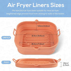 Silicone Air Fryer Liners - Square Reusable Basket - Easy to Clean Air Fryer Baking Tray, 8.5 Inch Large