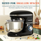 CHeflee Stand Mixer,660W 6+P With 6.5QT Stainless Steel Bowl,Dough Hook, Wire Whip & Beater,for Most Home Cooks,Black
