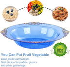 Nervure 50PCS Blue Plastic Bowls with Gold Rim - 12oz Disposable Soup Bowls, Heavy Duty Salad Dessert Bowl Perfect For Weddings, Father's Day and Everyday Use