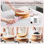 2025 Upgrade Bread Knife for Homemade Bread, World‘s 1st Double Serrated Knife with 5 Thickness Adjustable Slicing Guide, Stainless Steel Bread Cutter, Razor Sharp for Sourdough, Pink