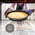 Perlli Baking Pan 8 Piece Set Nonstick Carbon Steel Gray Oven Safe Bakeware Kitchen Set, Cookie Sheet, 2 Round Cake Pans, Square Pan, Loaf Pan, Deep Dish Pan, Pizza Crisper, & 12 Cup Muffin Pan