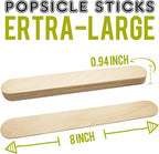 WISYOK 8'' Jumbo Craft Sticks - 90PCS Extra Large Natural Premium Wood, Ice Cream Sticks, Jumbo Sticks, Large Tongue Depressors, Plant Labels, Hair Removal and Waxing Supplies, Crafting