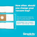 Simplicity Vacuums 6-pack Vacuum Bags Type Z and Filter Set for Jill Canister Vacuum Cleaner, SZH-6 Bags and SF-I4.3 Filter Set with Certified HEPA FiltratioN