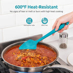 U-Taste Silicone Spoon Spatula Set, 600ºF High Heat Resistant Food Grade Flexible Rubber Scraper, Cooking Mixing Baking Kitchen Utensils Set of 3 (Marrs Green)