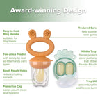 Haakaa Baby Fruit Food Feeder & Mini Freezer Nibble Tray Combo, Breastmilk Popsicle Molds for Baby Cooling Relief, BPA Free Silicone Feeder for Safe Infant Self Feeding, 4 Month+ (Pumpkin)