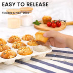Vinino 2Pack Silicone Muffin Pan for Baking with Metal Reinforced Frame, Regular 12 Cup and Mini 24 Cup Nonstick Cupcake Pan Set, BPA Free Silicone Muffin Tray Molds for Oven Dishwasher Safe